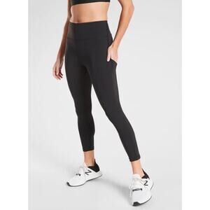 Athleta Ultimate Stash Pocket Hi-Rise Gym Ankle 7/8 Tight Supersonic Black Small